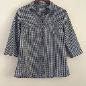 Valerie Stevens Button Down Check Shirt | Size Medium Petite